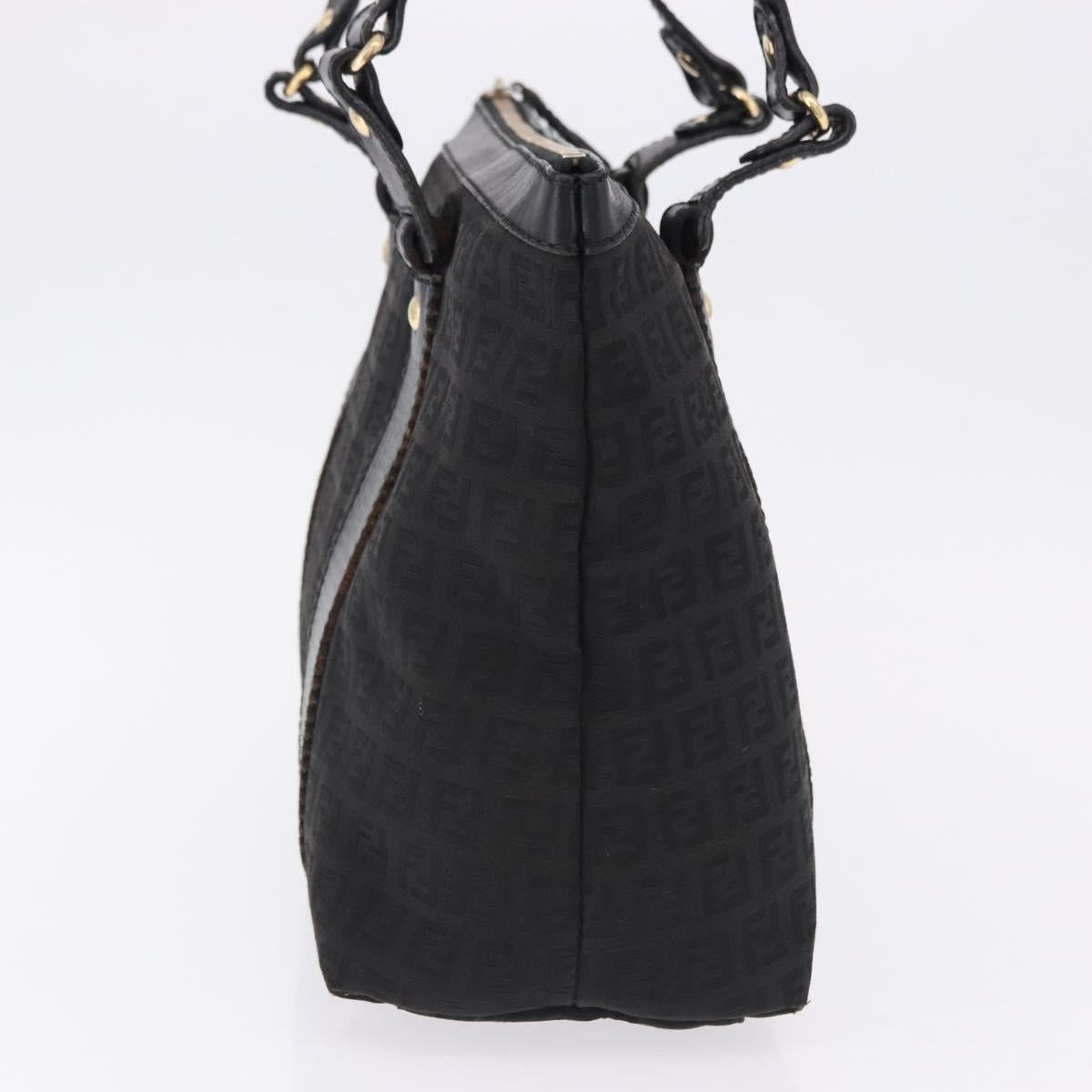 FENDI Zucchino Canvas Tote Bag Black Gold Auth ka5213 - Jerrillo image 4