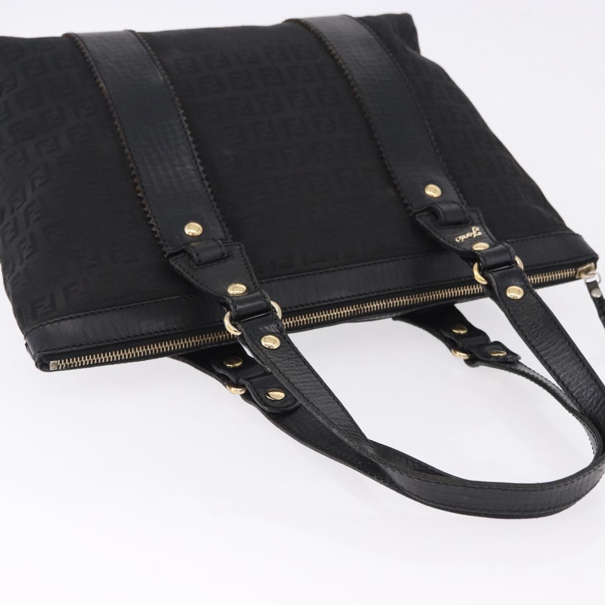 FENDI Zucchino Canvas Tote Bag Black Gold Auth ka5213 - Jerrillo image 6