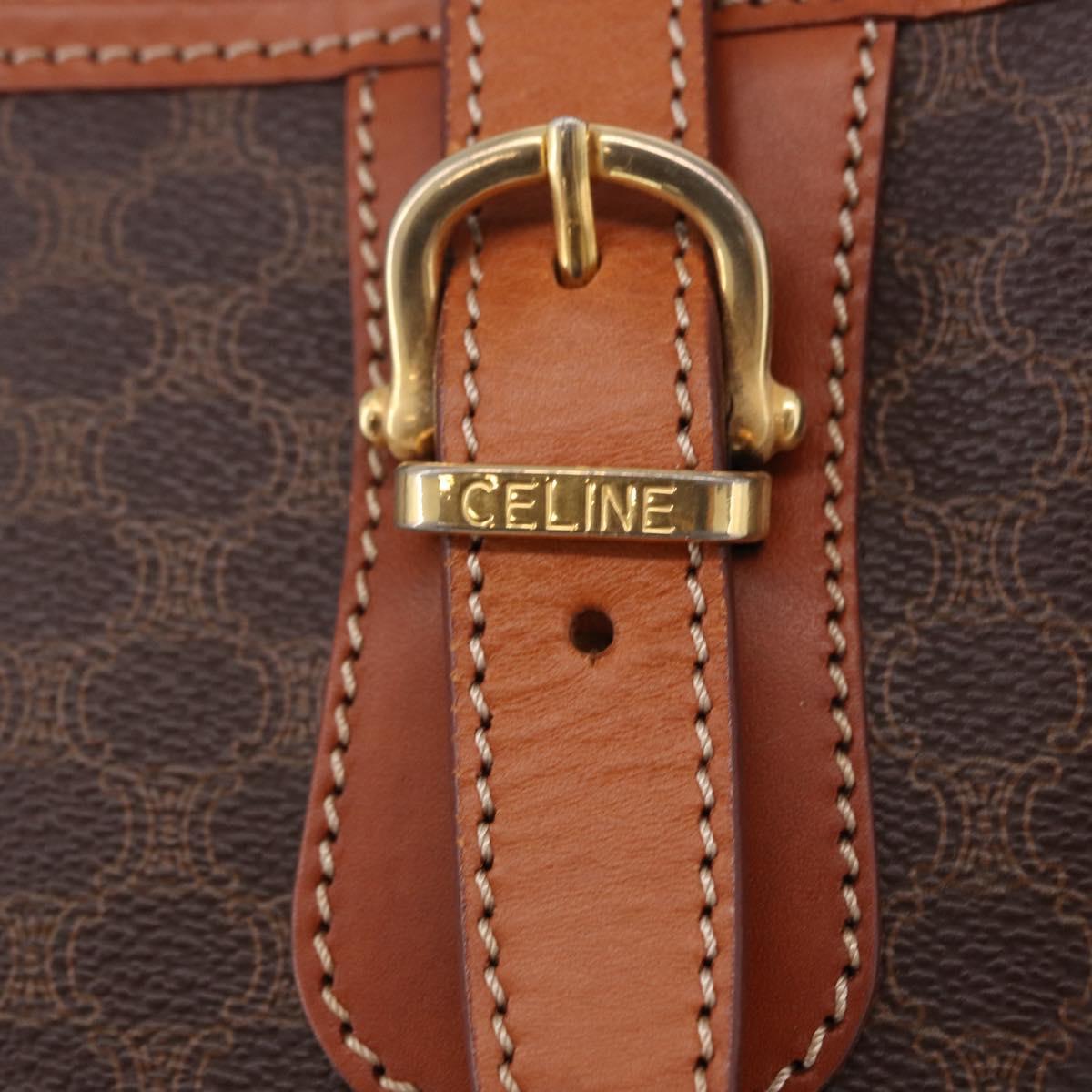 CELINE Macadam Canvas Shoulder Bag PVC Leather Brown Gold Auth ka5224A - Jerrillo image 10