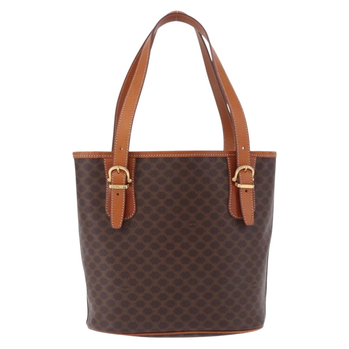 CELINE Macadam Canvas Shoulder Bag PVC Leather Brown Gold Auth ka5224A - Jerrillo image 2