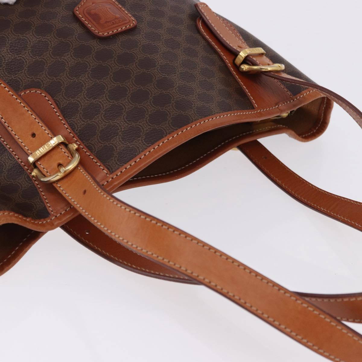 CELINE Macadam Canvas Shoulder Bag PVC Leather Brown Gold Auth ka5224A - Jerrillo image 6