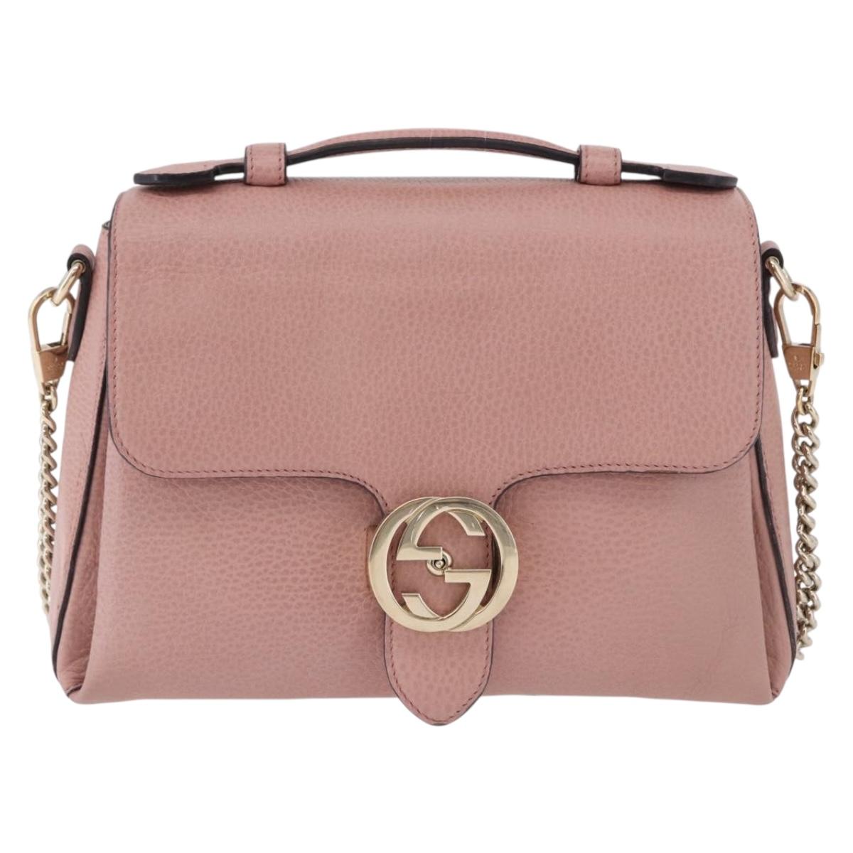 GUCCI Interlocking Hand Bag Leather 2way Outlet Pink Gold 510302 Auth ka5225 - Jerrillo image 2
