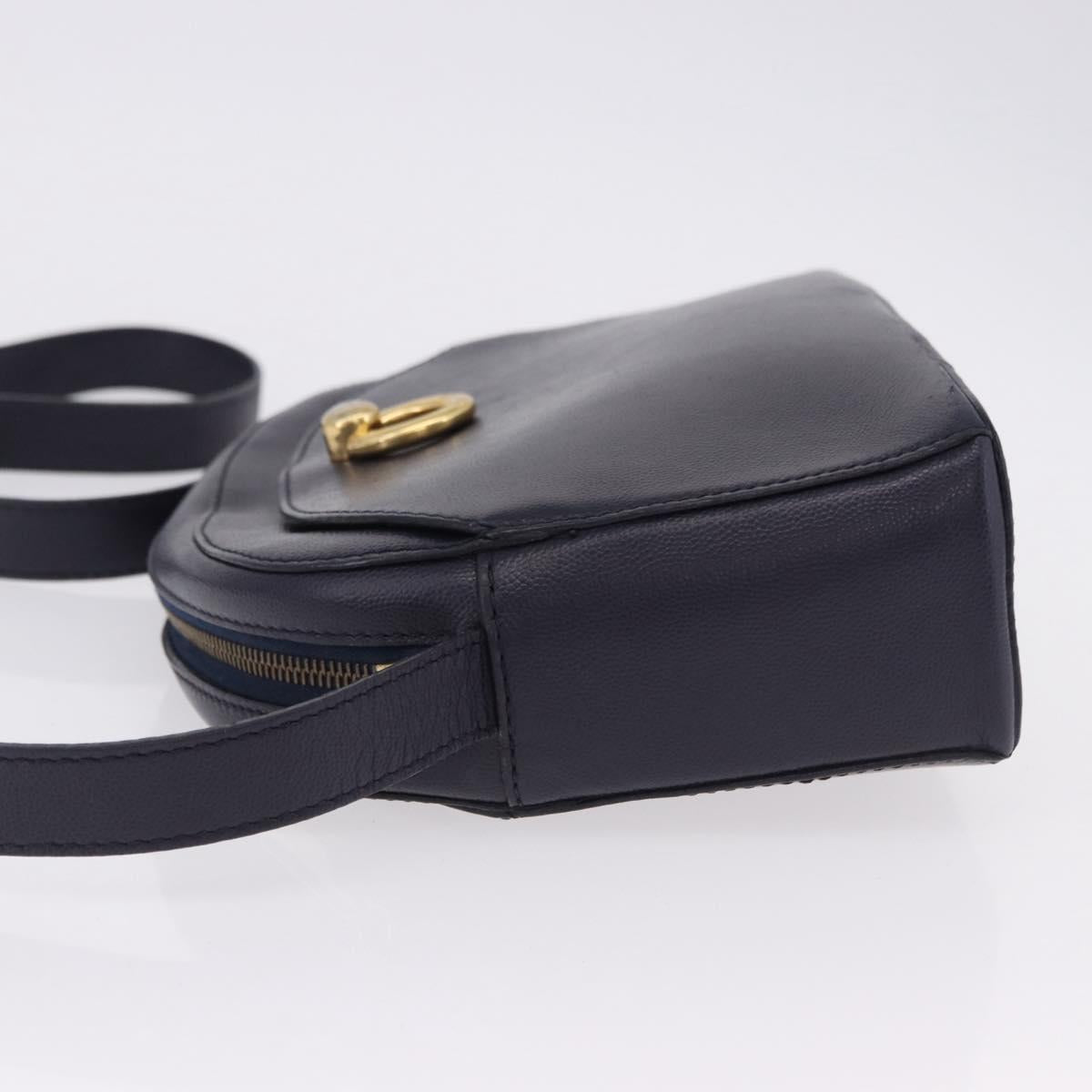 CELINE Shoulder Bag Leather Navy Gold Auth ka5240A - Jerrillo image 4