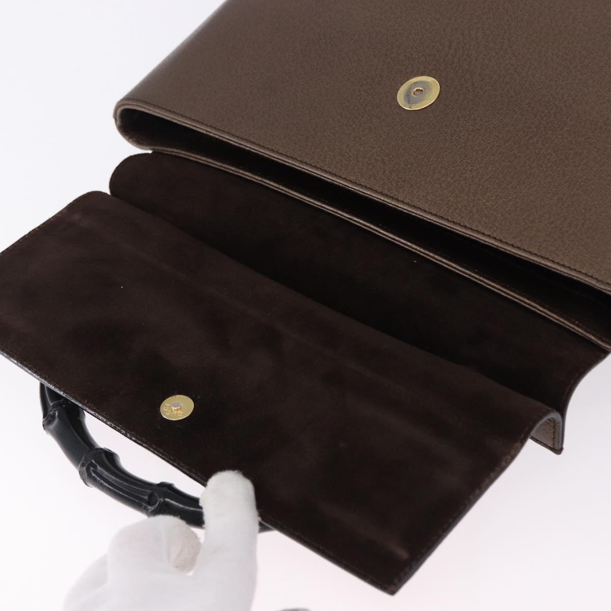 GUCCI Bamboo Hand Bag Leather Brown Gold 001 1118 1886 Auth ka5245 - Jerrillo image 10