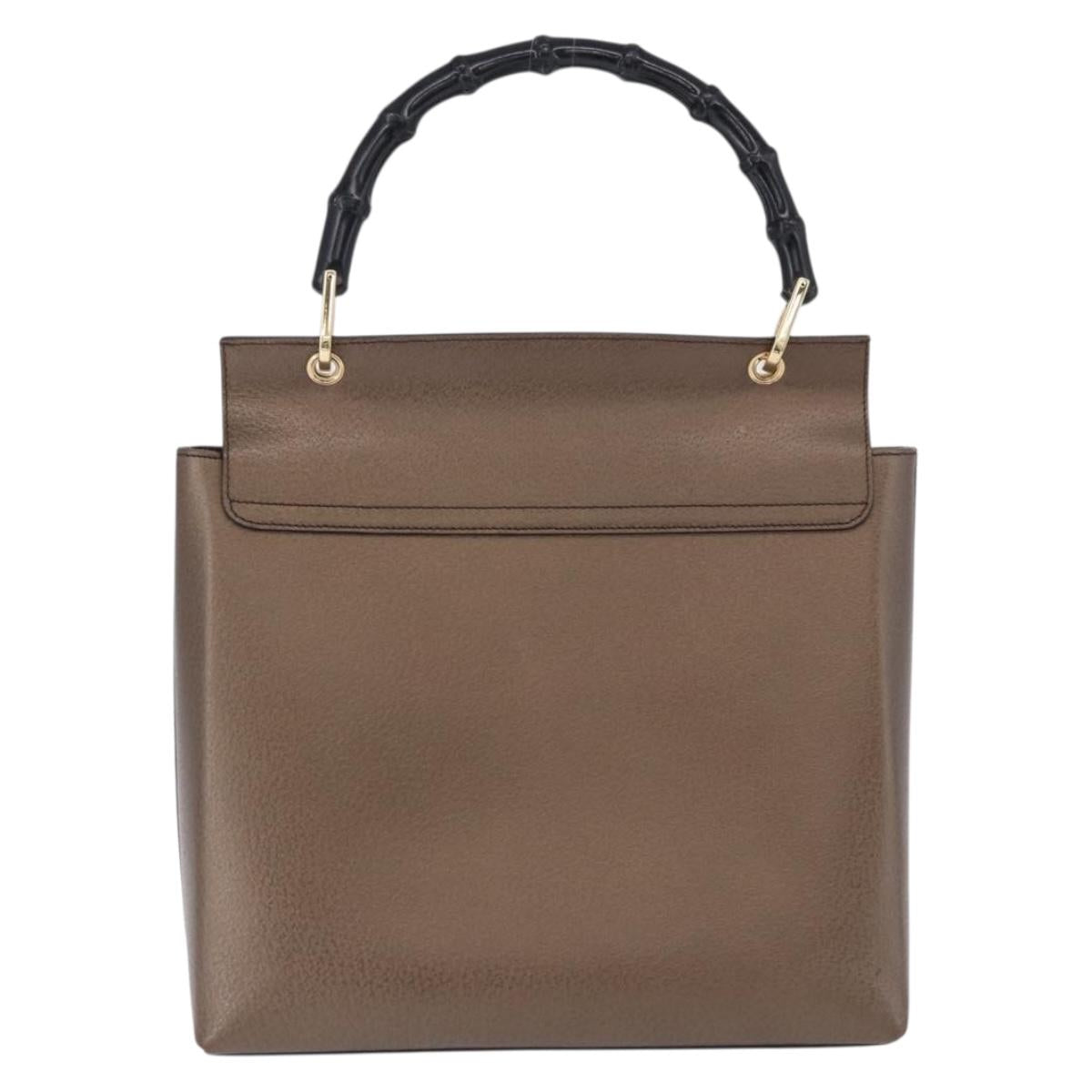 GUCCI Bamboo Hand Bag Leather Brown Gold 001 1118 1886 Auth ka5245 - Jerrillo image 2