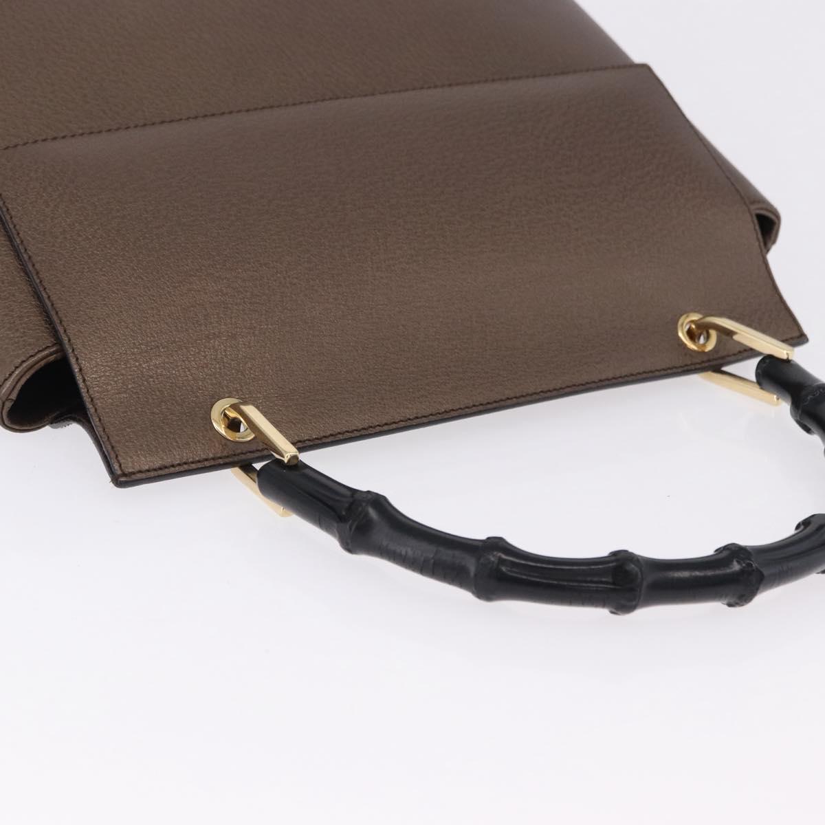 GUCCI Bamboo Hand Bag Leather Brown Gold 001 1118 1886 Auth ka5245 - Jerrillo image 6