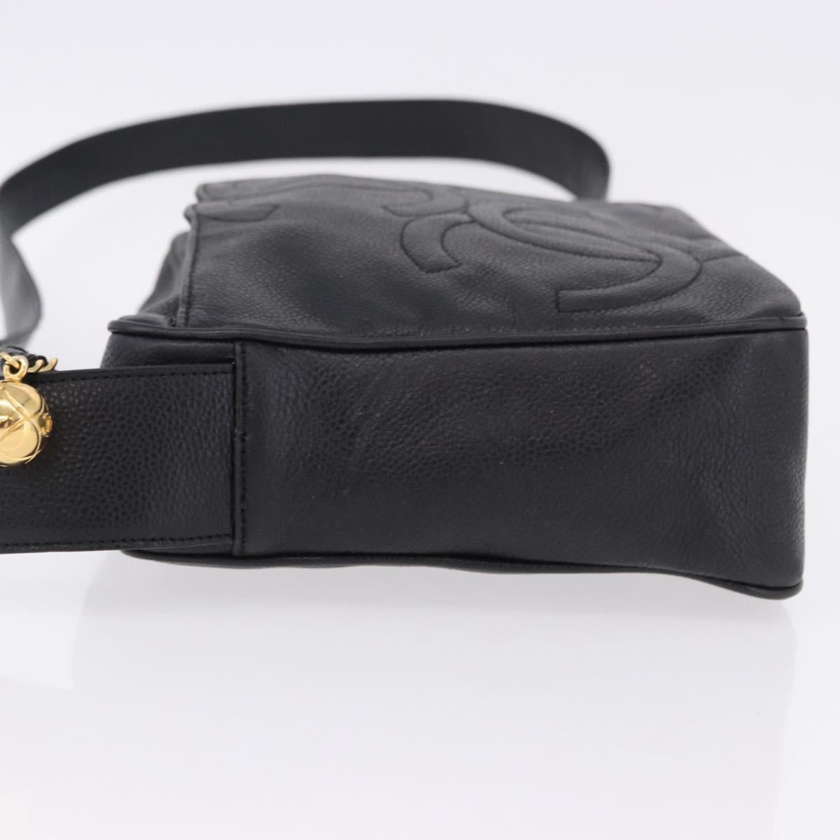 CHANEL Trip Luco co Shoulder Bag Leather Black Gold CC Auth ka5247 - Jerrillo image 5