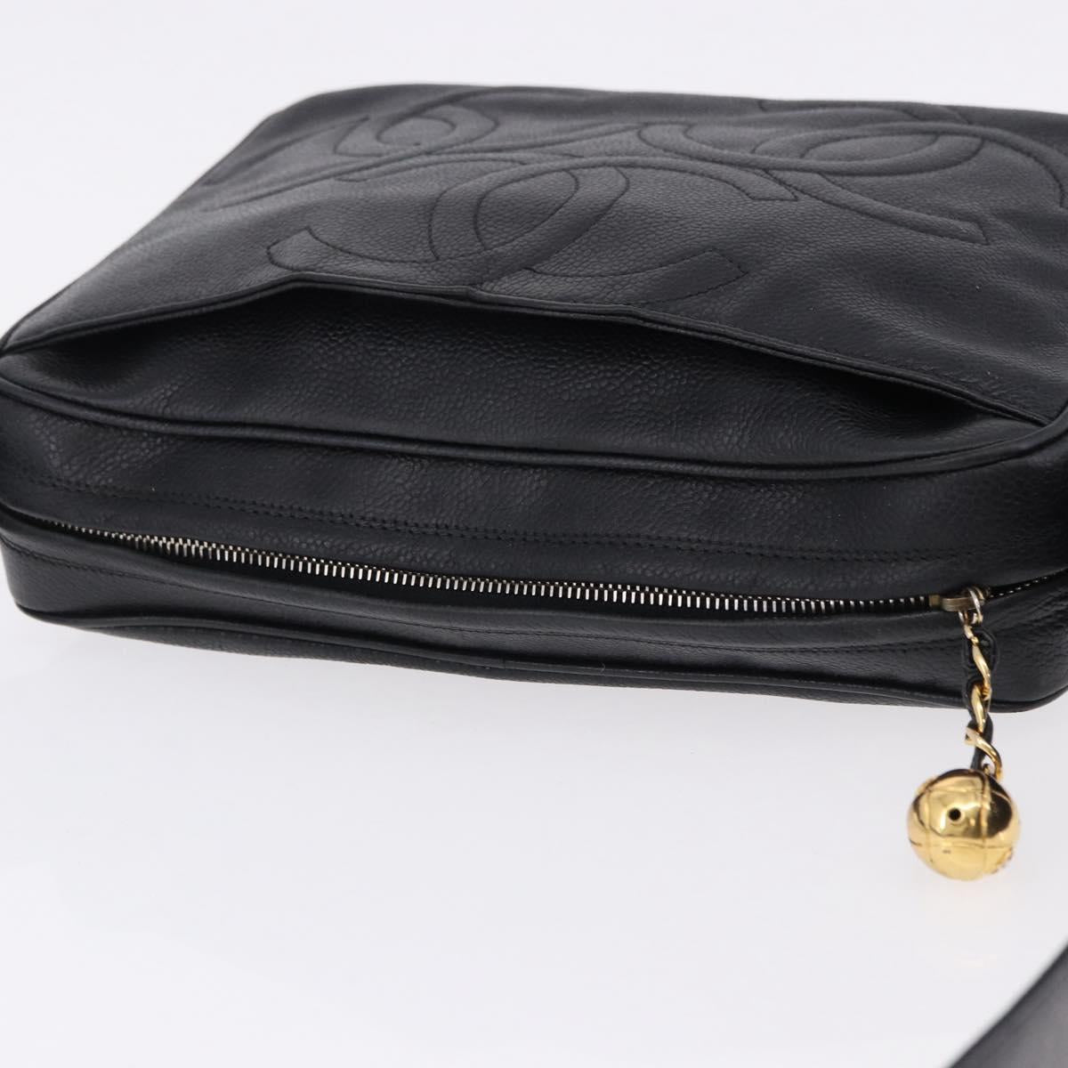 CHANEL Trip Luco co Shoulder Bag Leather Black Gold CC Auth ka5247 - Jerrillo image 6