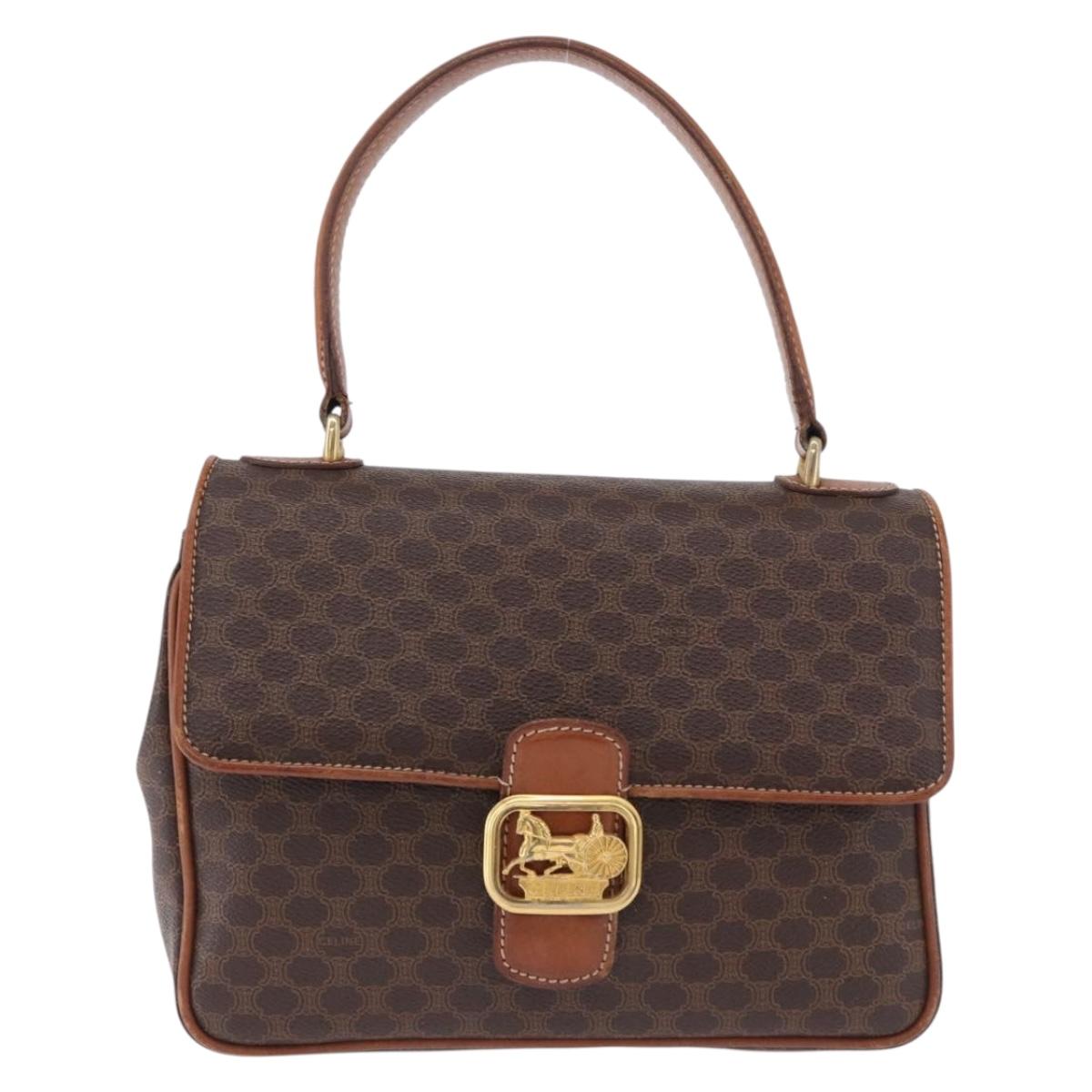 CELINE Macadam Canvas Hand Bag PVC Leather Brown Gold Auth ka5248A - Jerrillo image 2