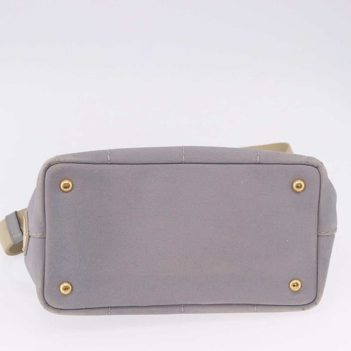 PRADA Canapa PM Hand Bag Canvas 2way Gray Gold Auth ka5264 - Jerrillo image 5