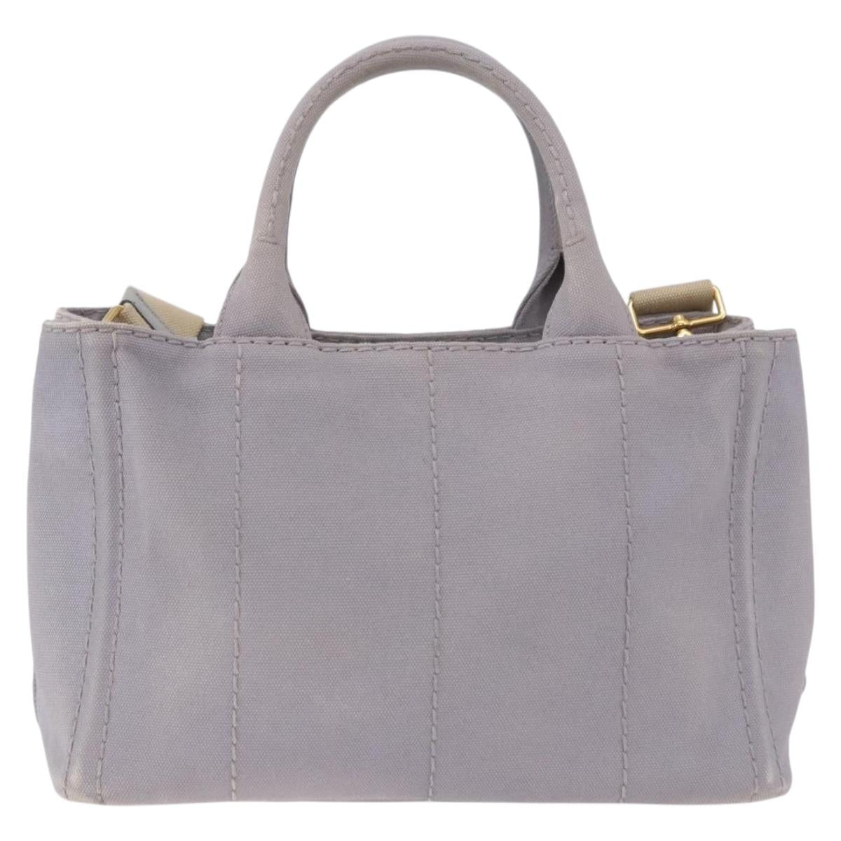 PRADA Canapa PM Hand Bag Canvas 2way Gray Gold Auth ka5264 - Jerrillo image 2