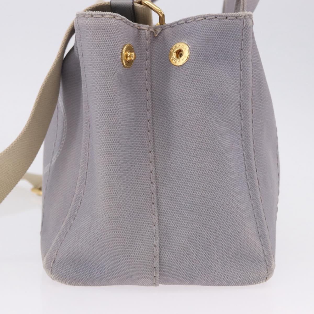 PRADA Canapa PM Hand Bag Canvas 2way Gray Gold Auth ka5264 - Jerrillo image 3