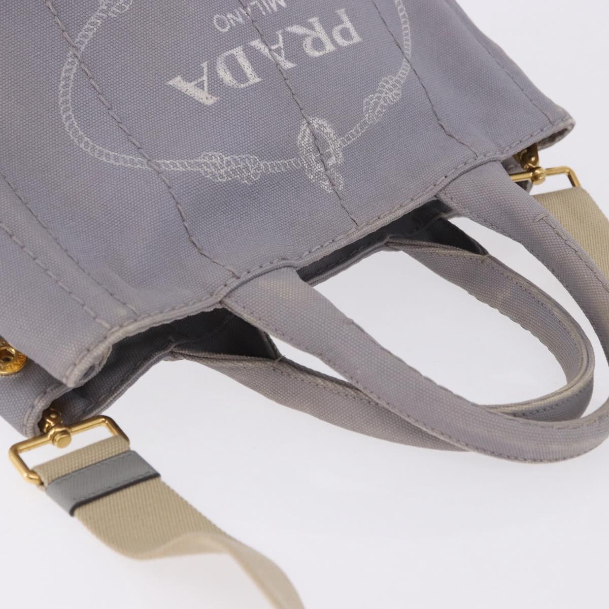 PRADA Canapa PM Hand Bag Canvas 2way Gray Gold Auth ka5264 - Jerrillo image 6