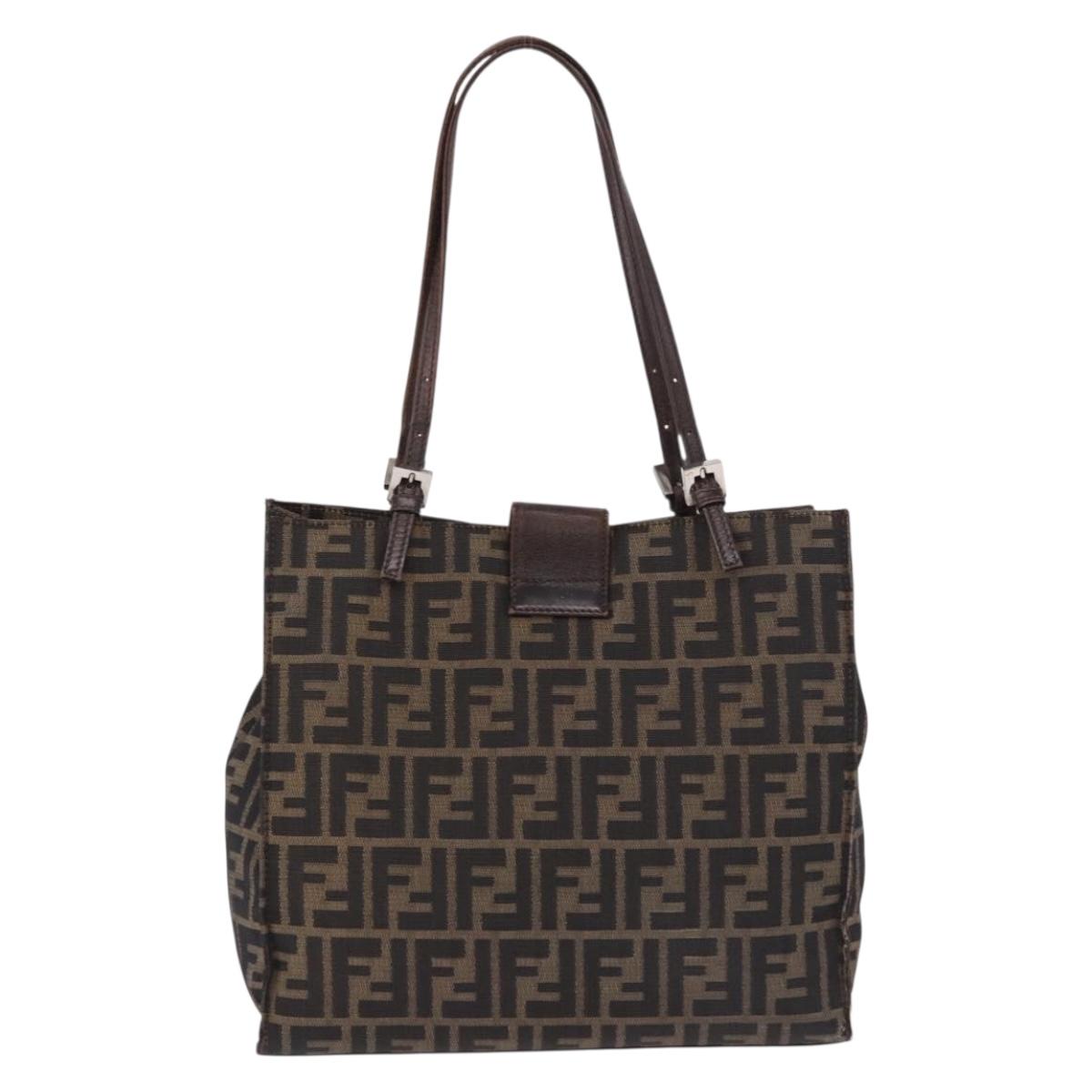 FENDI Zucca Canvas Tote Bag Brown Black Auth ka5275 - Jerrillo image 3