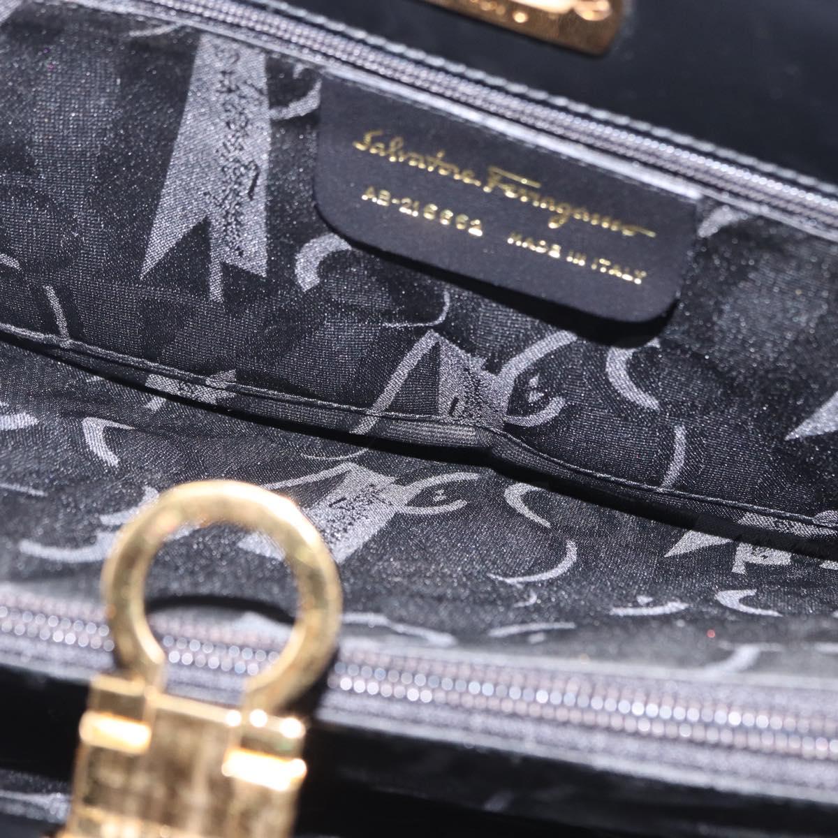 Salvatore Ferragamo Gancini Tote Bag Patent leather Black Gold Auth ka5291A - Jerrillo image 10