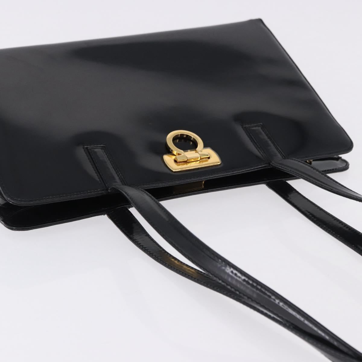 Salvatore Ferragamo Gancini Tote Bag Patent leather Black Gold Auth ka5291A - Jerrillo image 6
