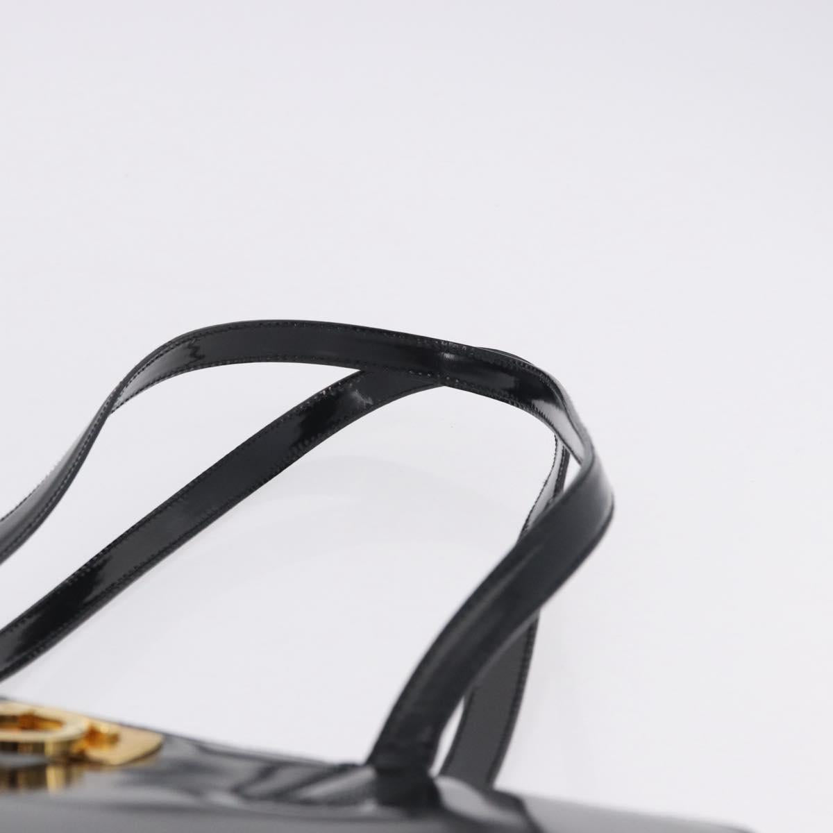 Salvatore Ferragamo Gancini Tote Bag Patent leather Black Gold Auth ka5291A - Jerrillo image 8