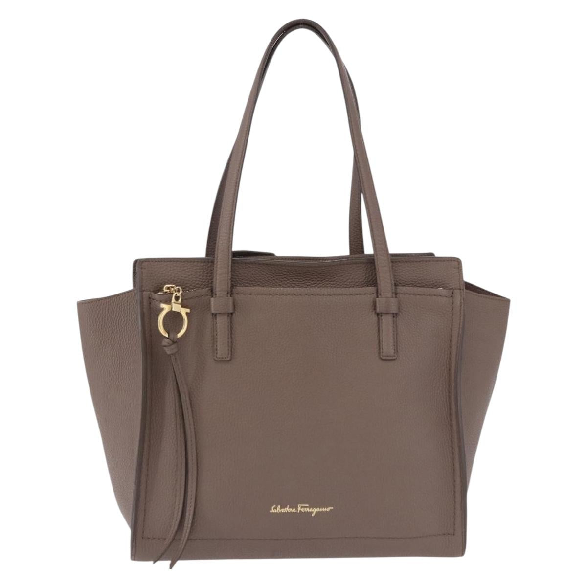 Salvatore Ferragamo Tote Bag Leather Beige Gold Auth ka5320A - Jerrillo image 2