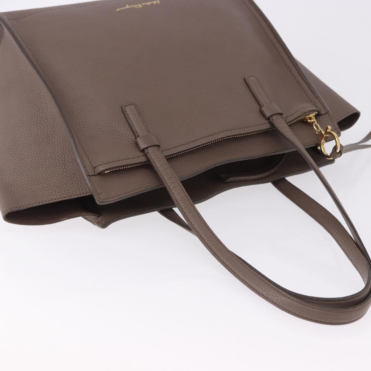 Salvatore Ferragamo Tote Bag Leather Beige Gold Auth ka5320A - Jerrillo image 7