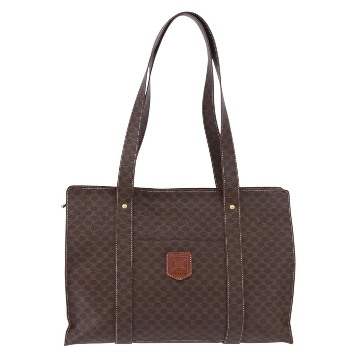 CELINE Macadam Shoulder Bag PVC Leather Brown Gold Tone Auth ka5329A - Jerrillo image 2