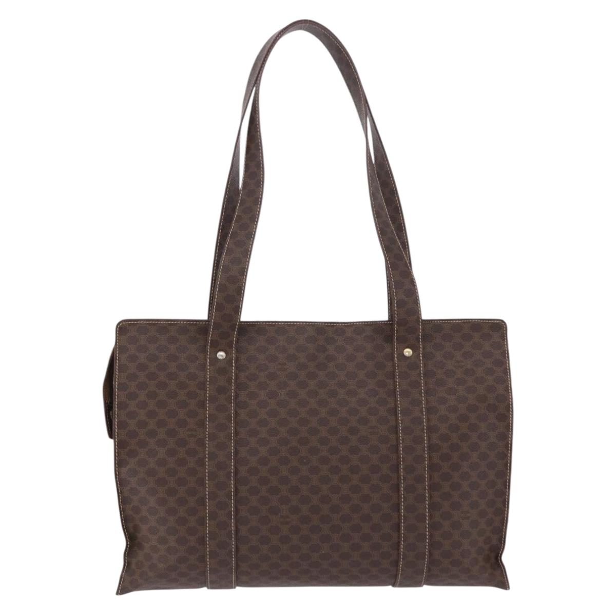 CELINE Macadam Shoulder Bag PVC Leather Brown Gold Tone Auth ka5329A - Jerrillo image 3
