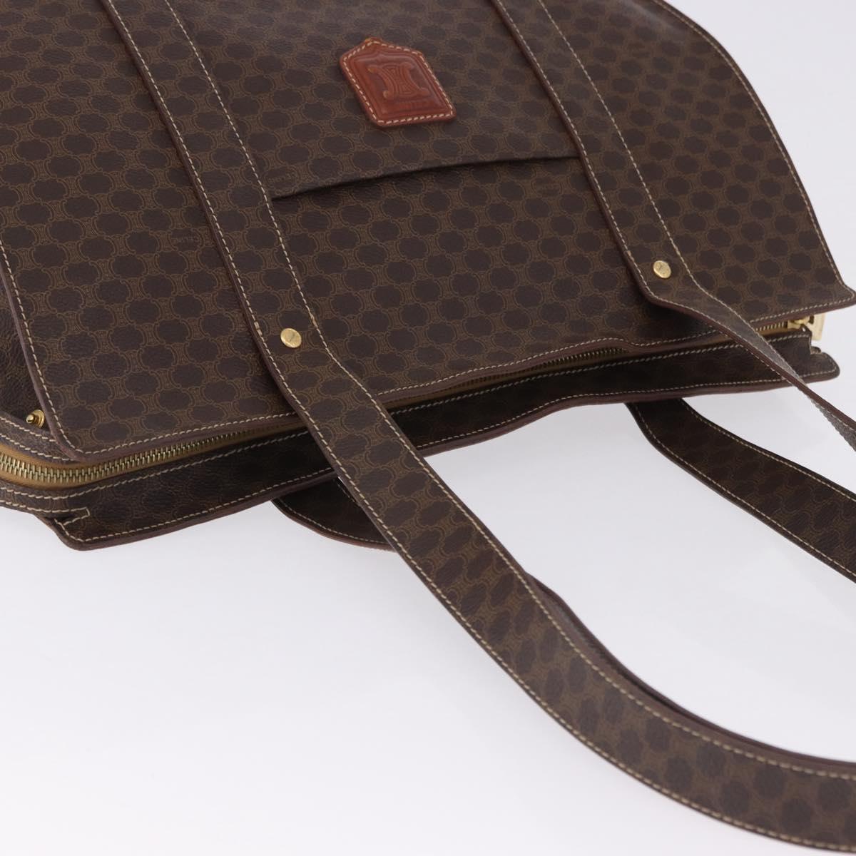CELINE Macadam Shoulder Bag PVC Leather Brown Gold Tone Auth ka5329A - Jerrillo image 6