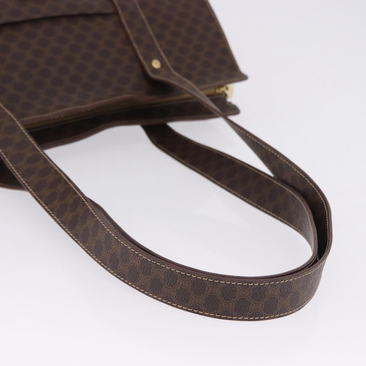 CELINE Macadam Shoulder Bag PVC Leather Brown Gold Tone Auth ka5329A - Jerrillo image 7