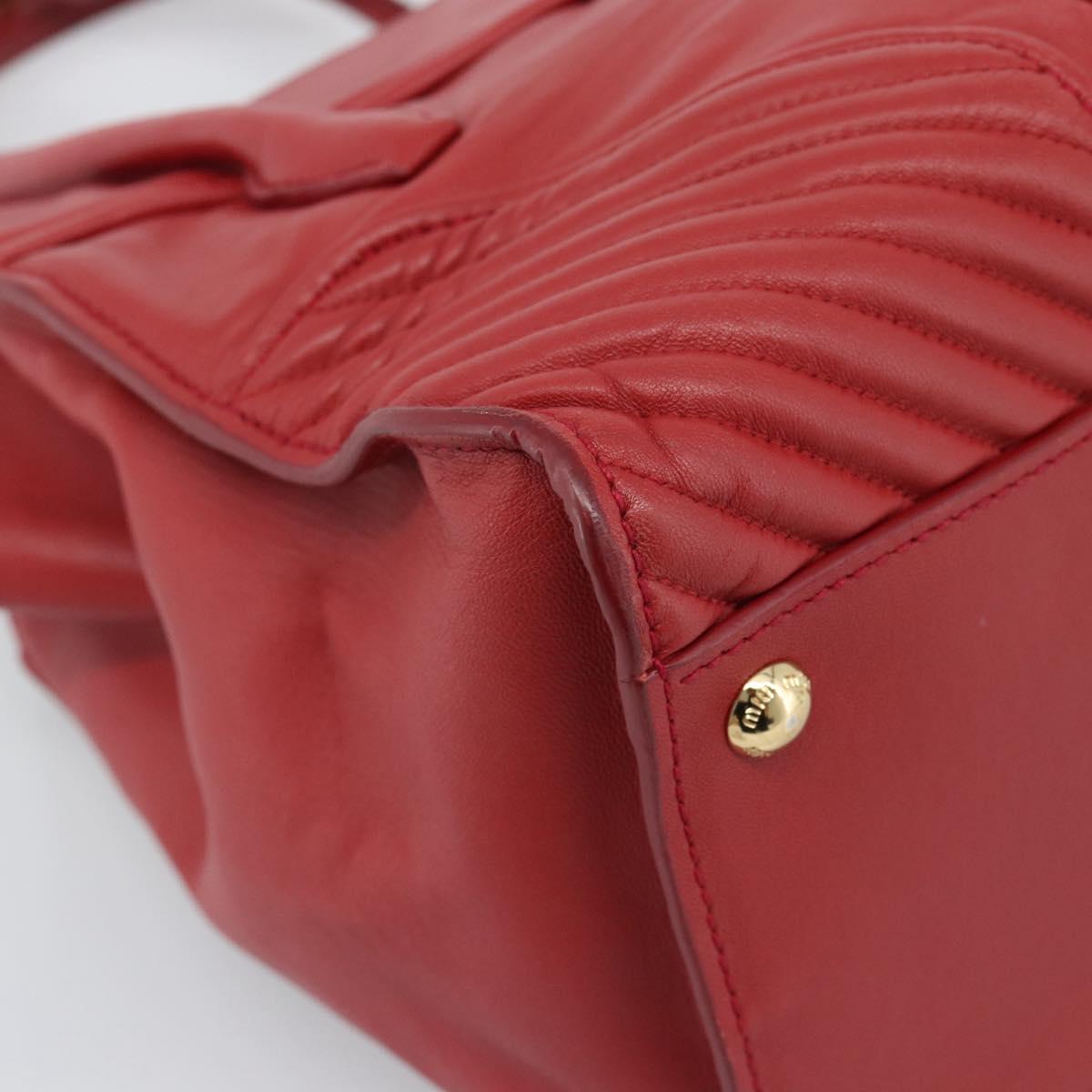 Miu Miu Tote Bag Leather 2way Red Gold Tone Auth ka5333V - Jerrillo image 10