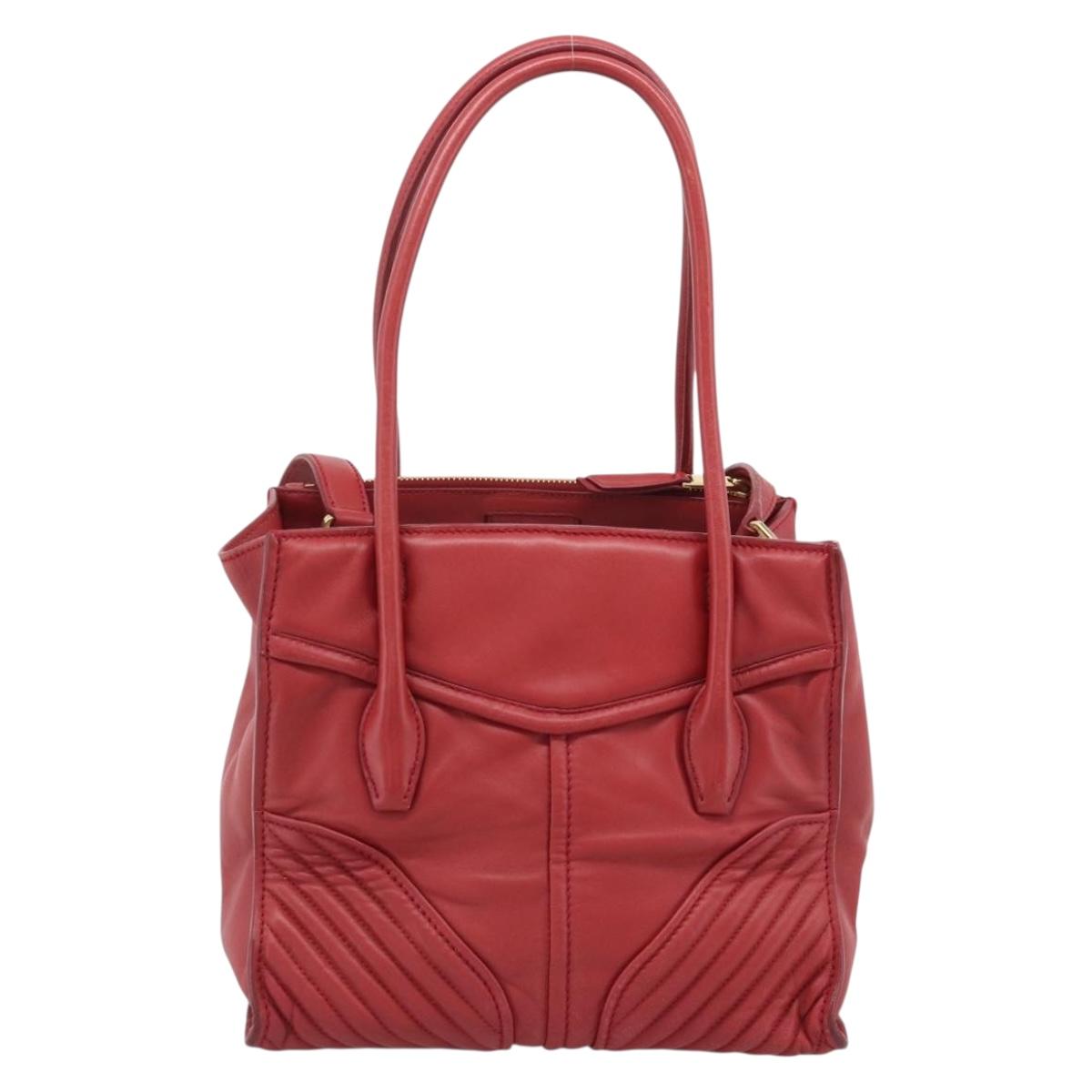 Miu Miu Tote Bag Leather 2way Red Gold Tone Auth ka5333V - Jerrillo image 2