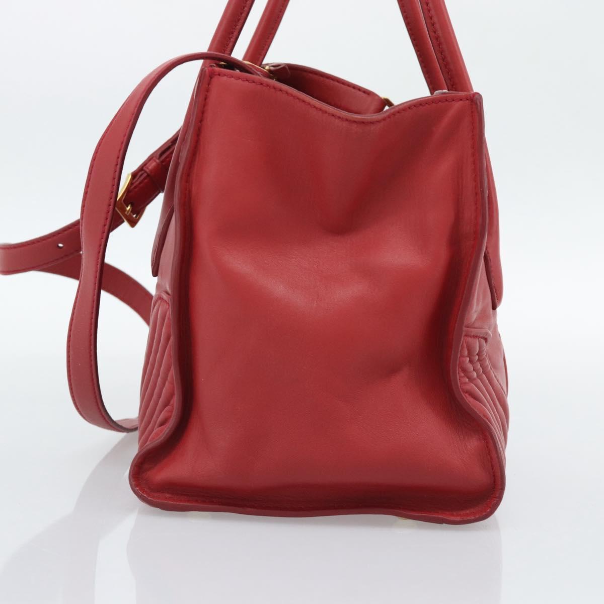Miu Miu Tote Bag Leather 2way Red Gold Tone Auth ka5333V - Jerrillo image 4