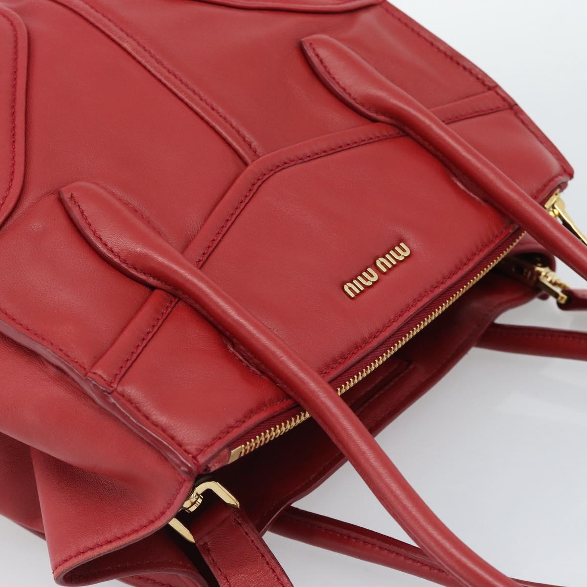 Miu Miu Tote Bag Leather 2way Red Gold Tone Auth ka5333V - Jerrillo image 6