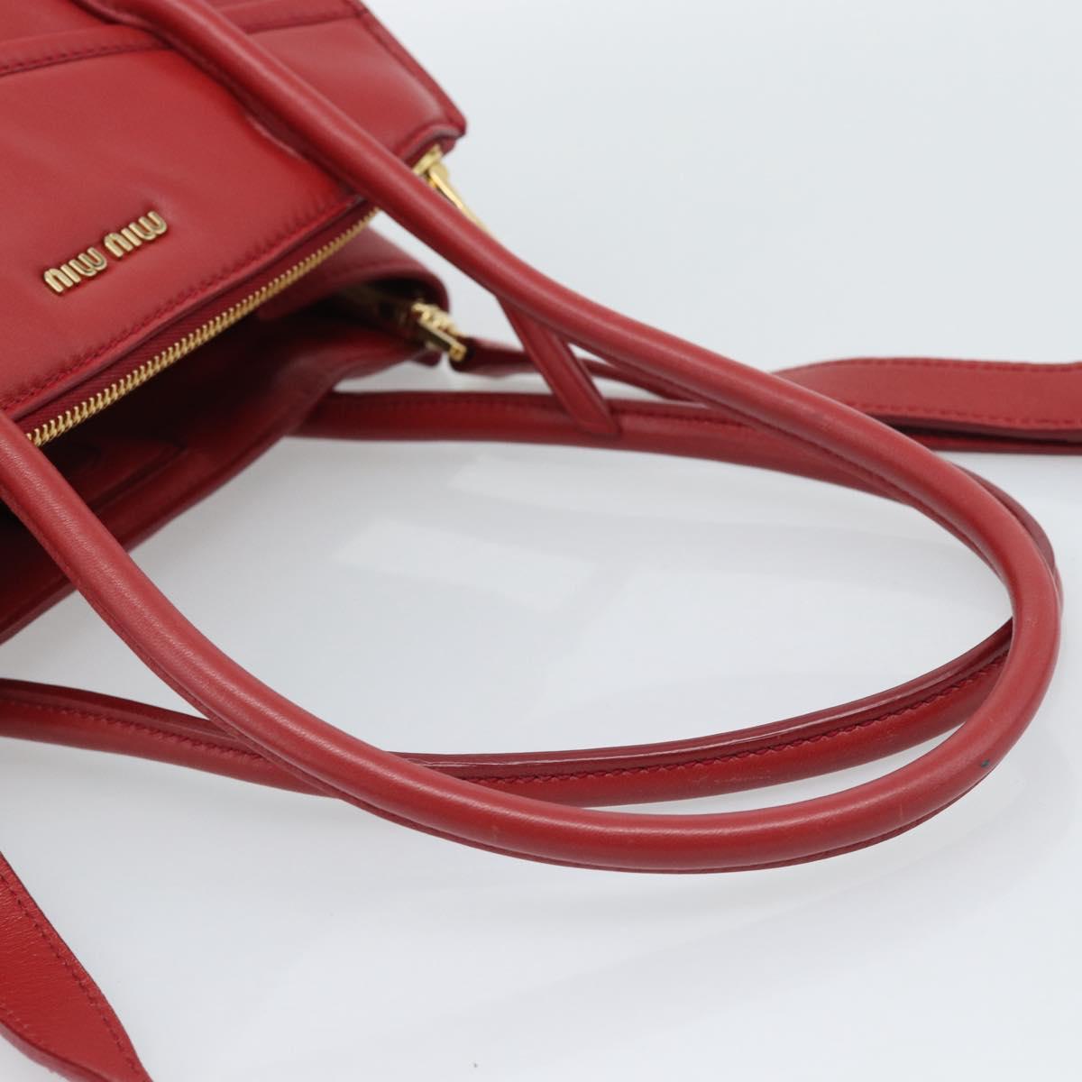 Miu Miu Tote Bag Leather 2way Red Gold Tone Auth ka5333V - Jerrillo image 7