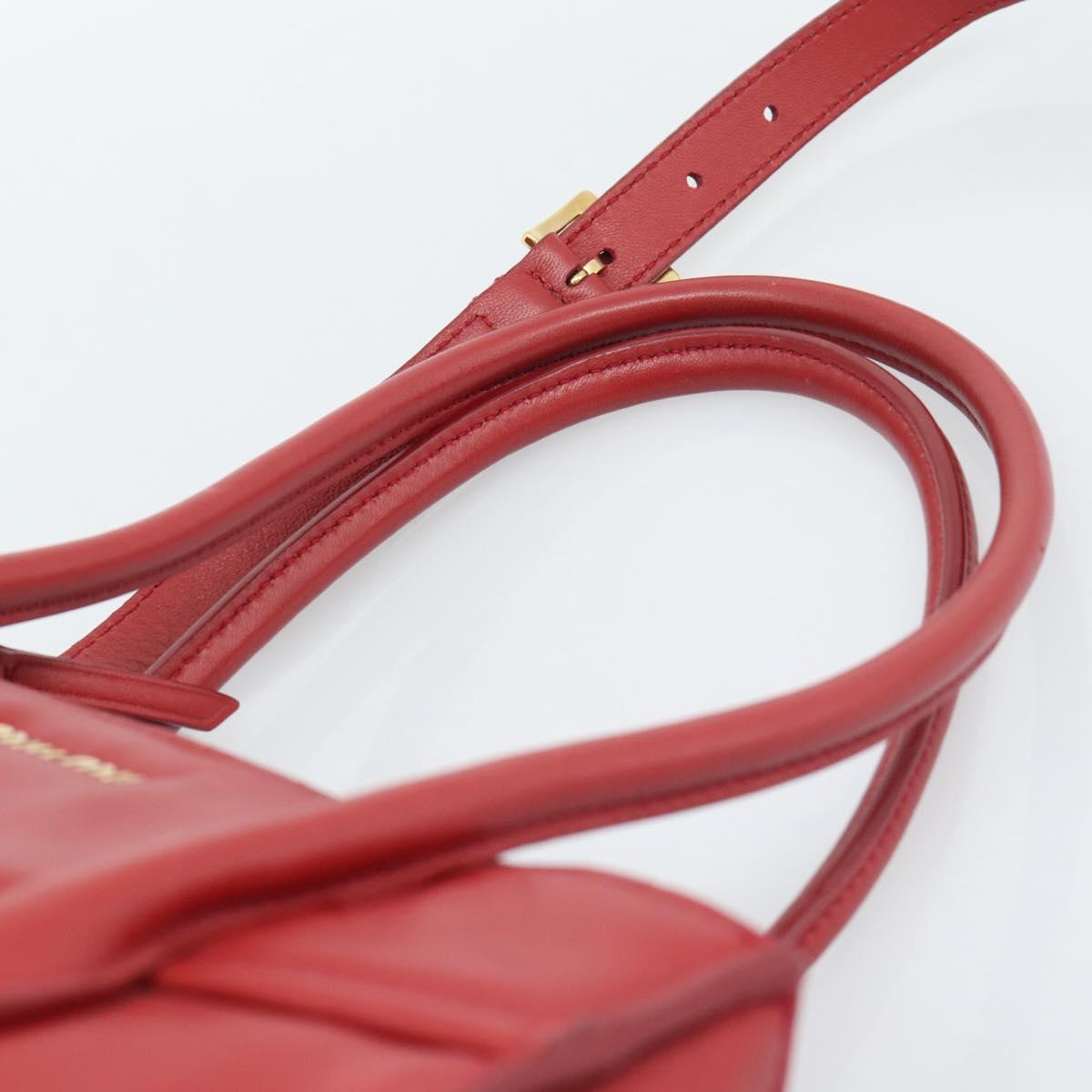 Miu Miu Tote Bag Leather 2way Red Gold Tone Auth ka5333V - Jerrillo image 8