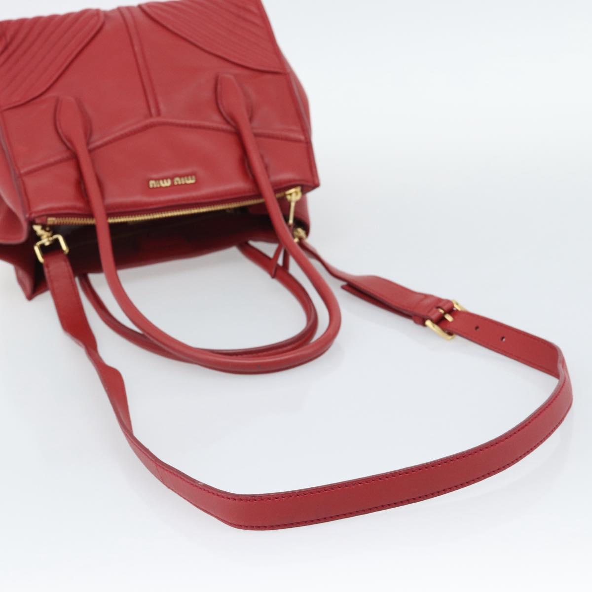 Miu Miu Tote Bag Leather 2way Red Gold Tone Auth ka5333V - Jerrillo image 9