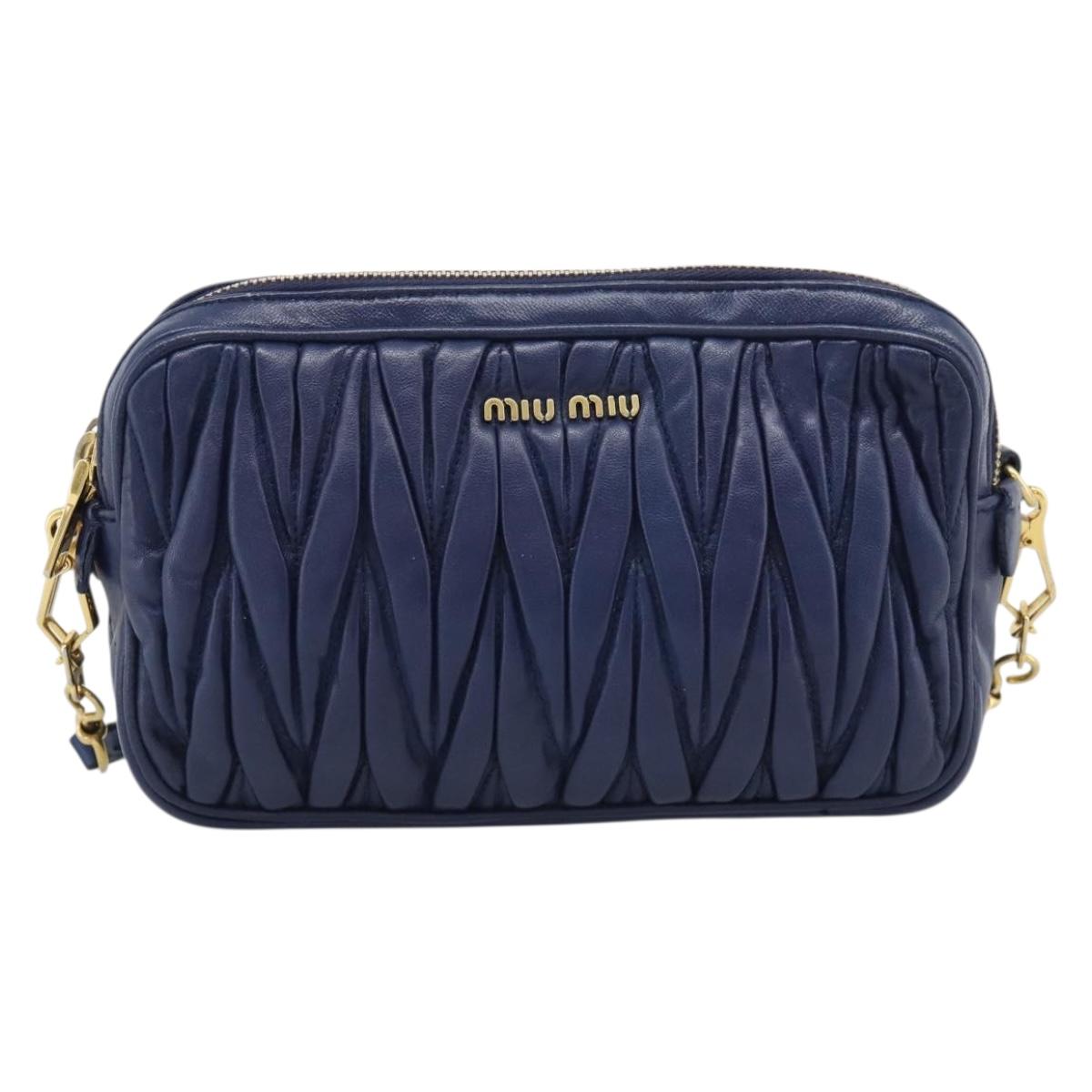 Borsa a tracolla Miu Miu Matelassé in pelle blu e oro, autentica ka5412A - Jerrillo image 2