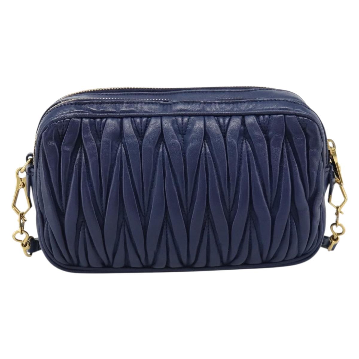 Borsa a tracolla Miu Miu Matelassé in pelle blu e oro, autentica ka5412A - Jerrillo image 3