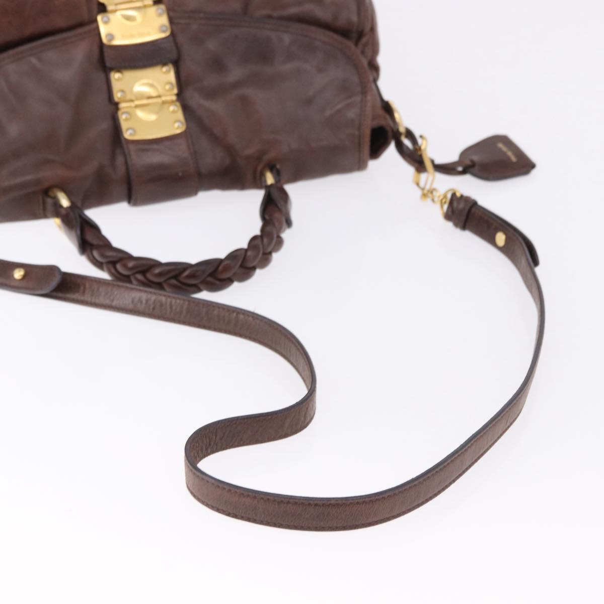 Borsa a mano Miu Miu Matelassé in pelle, modello 2 vie, marrone e oro, autentica ka5417 - Jerrillo image 10