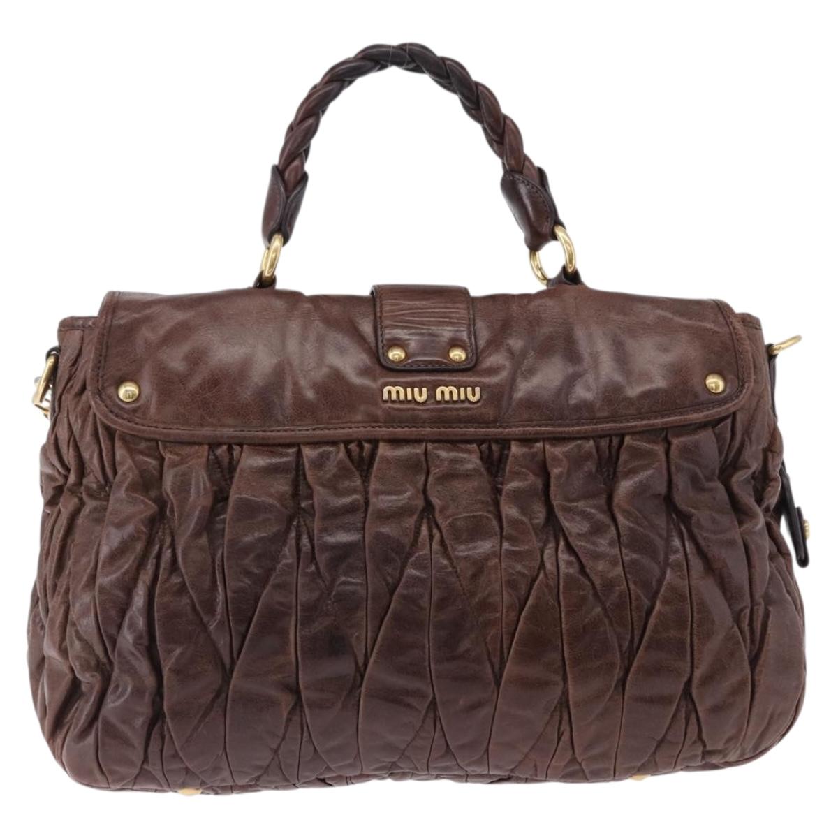 Borsa a mano Miu Miu Matelassé in pelle, modello 2 vie, marrone e oro, autentica ka5417 - Jerrillo image 3
