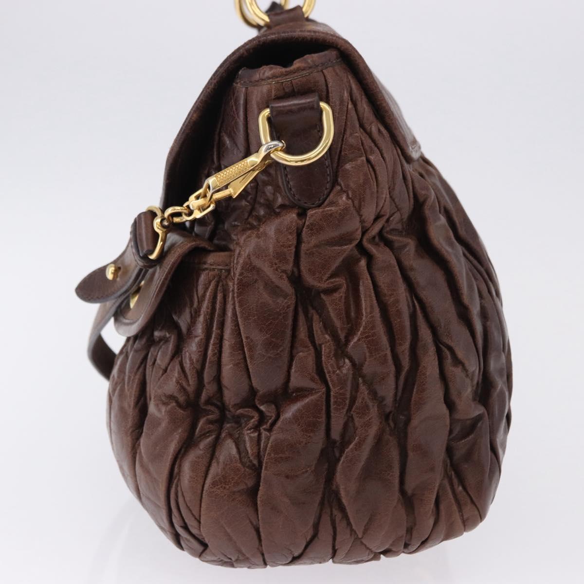 Borsa a mano Miu Miu Matelassé in pelle, modello 2 vie, marrone e oro, autentica ka5417 - Jerrillo image 4