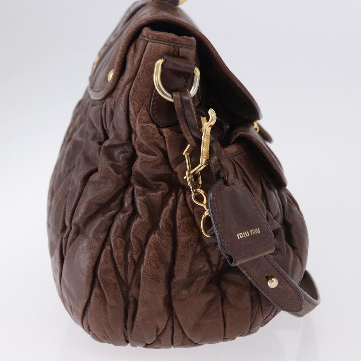 Borsa a mano Miu Miu Matelassé in pelle, modello 2 vie, marrone e oro, autentica ka5417 - Jerrillo image 5