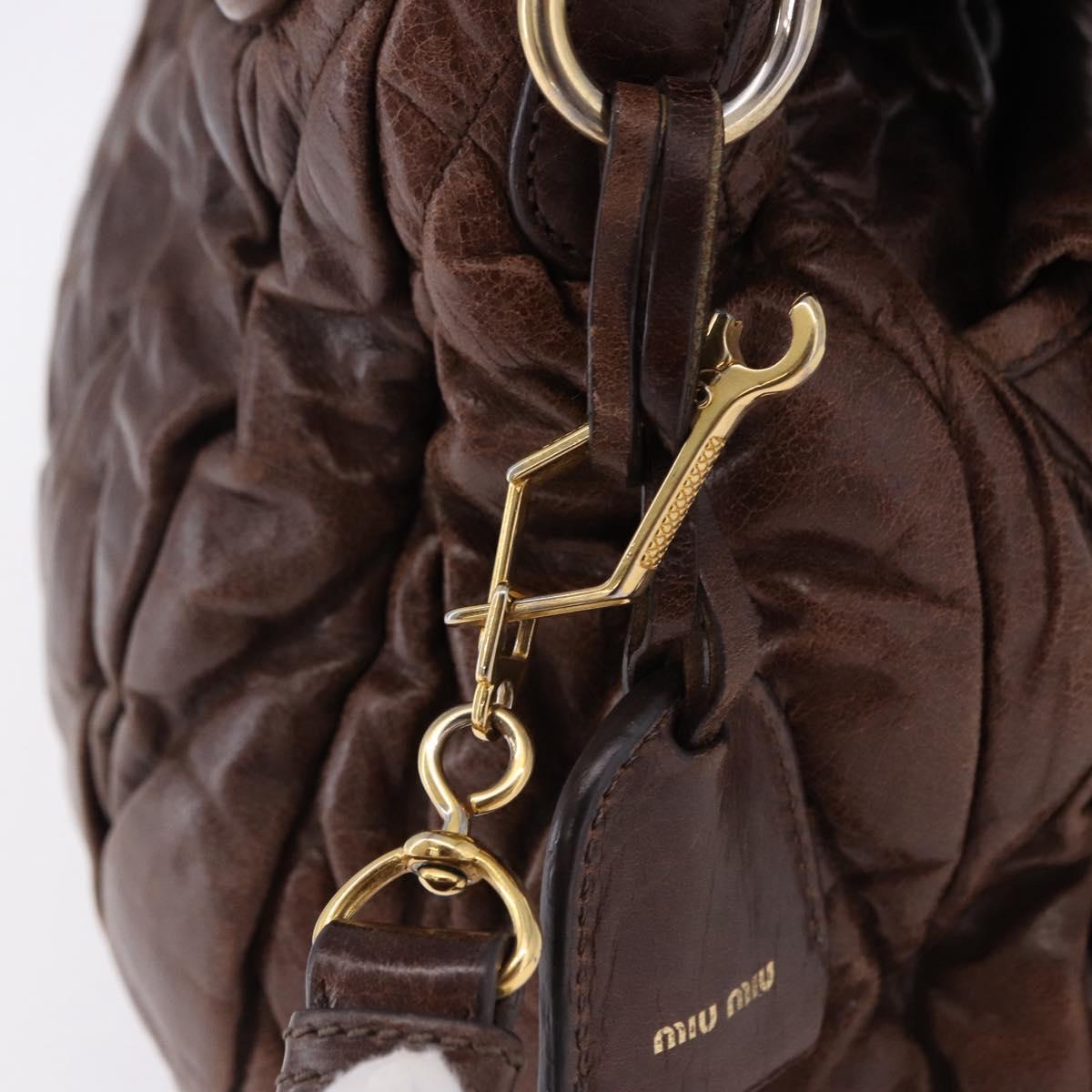 Borsa a mano Miu Miu Matelassé in pelle, modello 2 vie, marrone e oro, autentica ka5417 - Jerrillo image 6