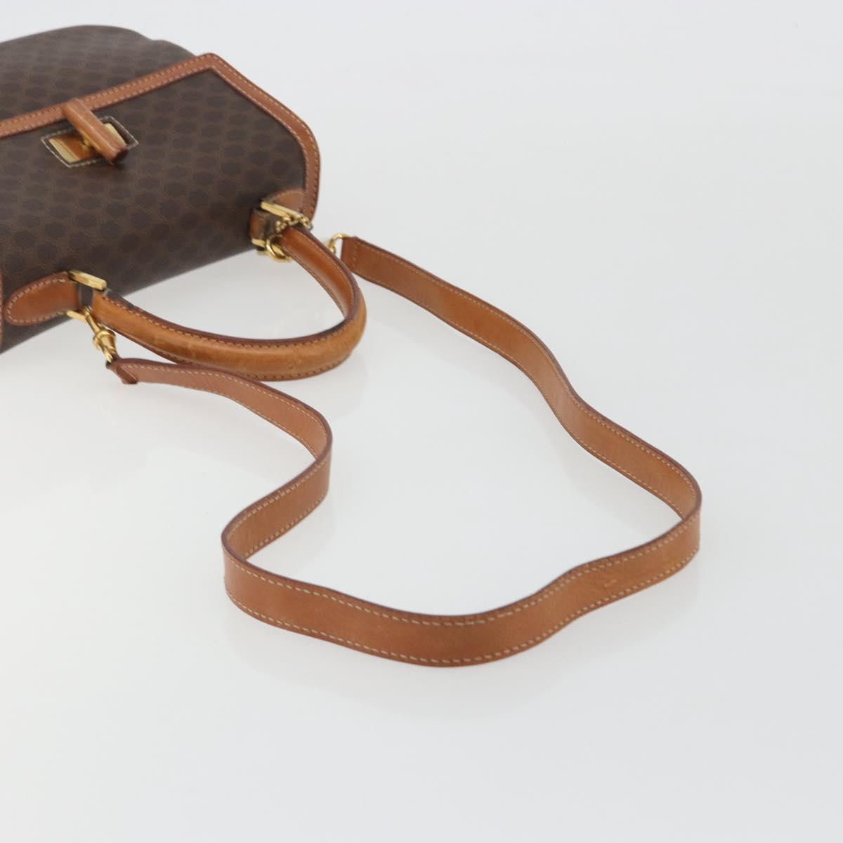 CELINE Macadam Hand Bag PVC Leather 2way Brown Gold Tone Auth ki6704 - Jerrillo image 9