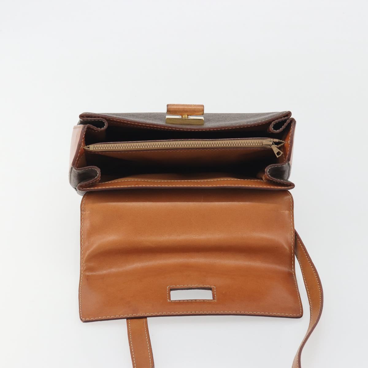 CELINE Macadam Hand Bag PVC Leather 2way Brown Gold Tone Auth ki6704 - Jerrillo image 10
