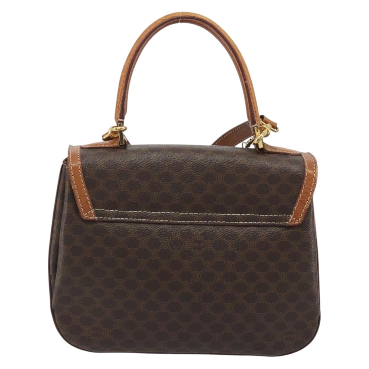CELINE Macadam Hand Bag PVC Leather 2way Brown Gold Tone Auth ki6704 - Jerrillo image 2