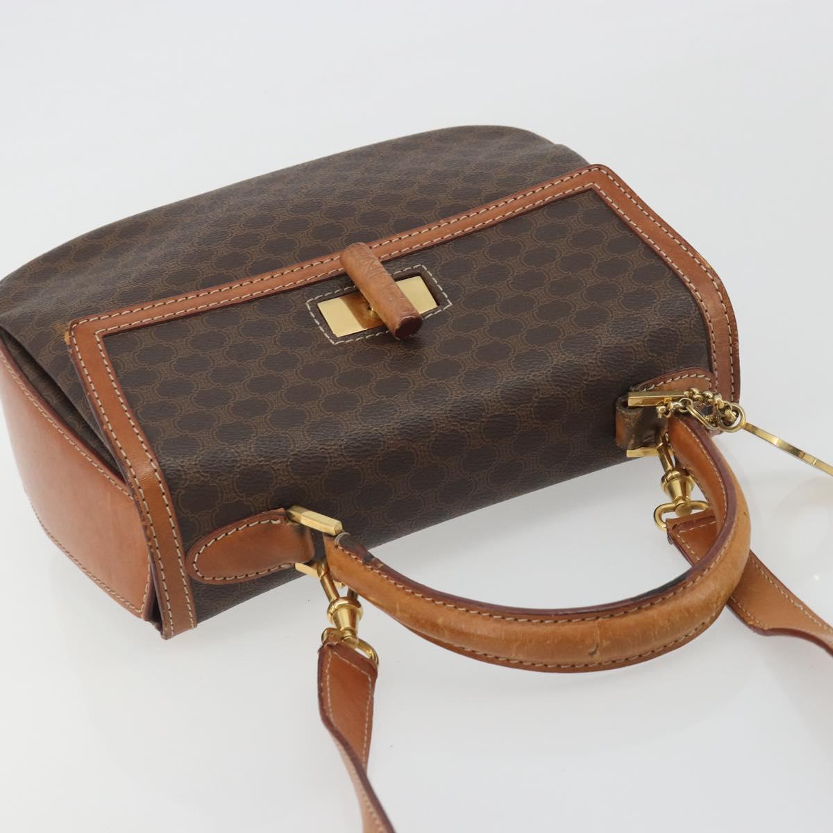 CELINE Macadam Hand Bag PVC Leather 2way Brown Gold Tone Auth ki6704 - Jerrillo image 6