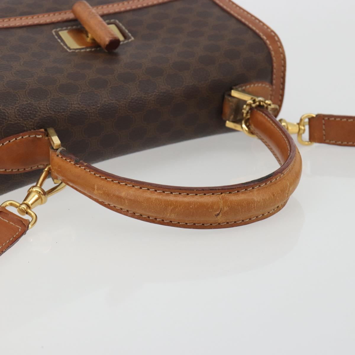 CELINE Macadam Hand Bag PVC Leather 2way Brown Gold Tone Auth ki6704 - Jerrillo image 7