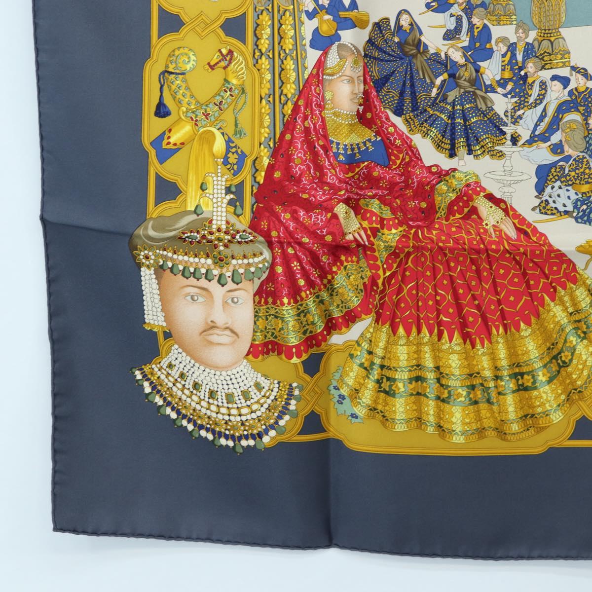 HERMES Carre 90 Scarf Silk "MAHARAJAS" Blue Gold Auth ki6741M - Jerrillo image 8