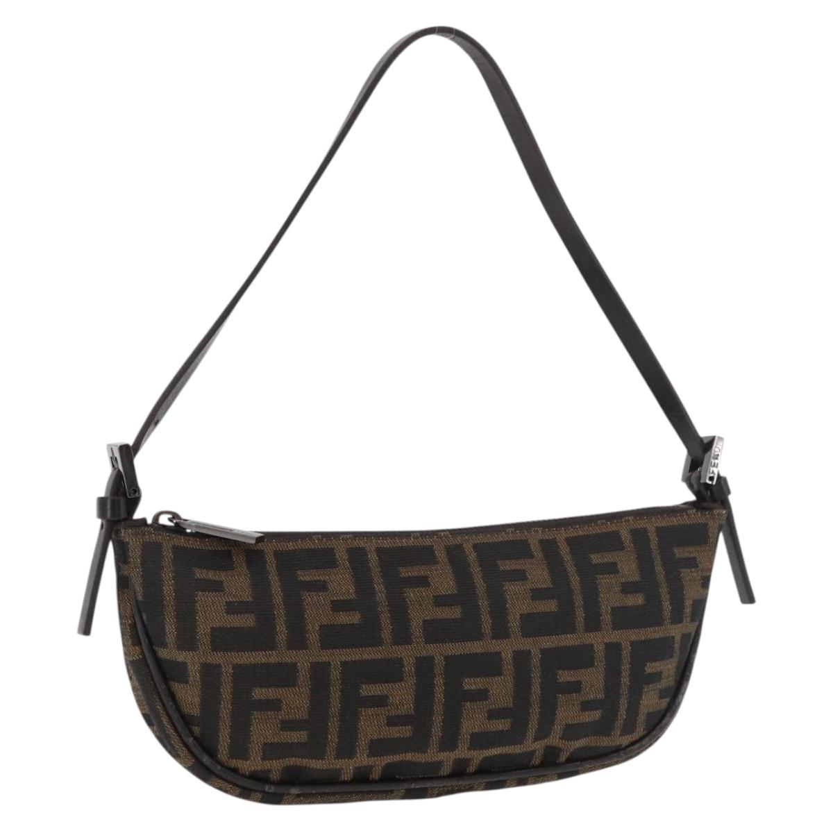 FENDI Zucca Canvas Accessory Pouch Brown Black Auth mr2395A - Jerrillo