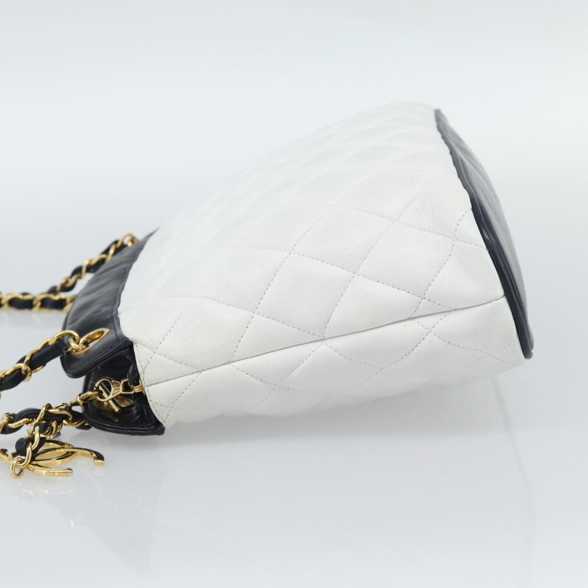 CHANEL Matelasse Chain Shoulder Bag Leather White Gold CC Auth mr2545V - Jerrillo image 3