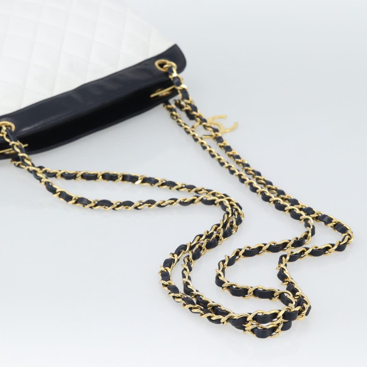 CHANEL Matelasse Chain Shoulder Bag Leather White Gold CC Auth mr2545V - Jerrillo image 7